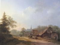 Koekkoek, Barend Cornelis - A Cart on a Country Road in Summertime